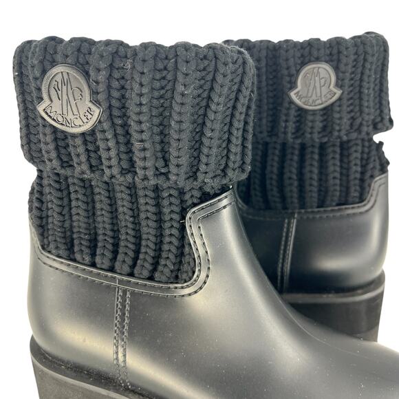 Moncler Ginette Waterproof Fold Over Wedge Rain Boot - Picture 6 of 13